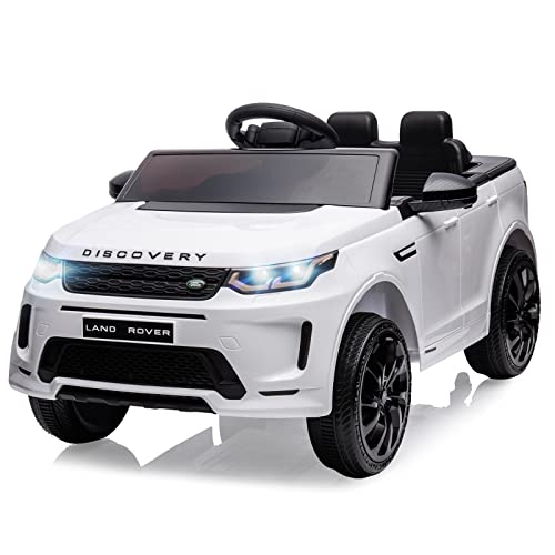 JOINATRE Licensed Land Rover Ride On Car, 12V Battery Powered Electric Vehicle w/Parent Remote Control, LED Light, Horn, Music Bluetooth, Gift for Boys Girls (White)