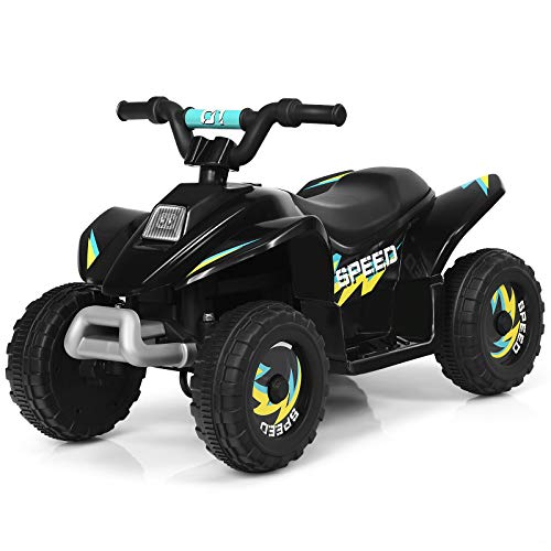 OLAKIDS Kids Ride On ATV, 6V Motorized Quad Toy Car for Toddlers, 4 Wheeler Battery Powered Electric Vehicle for Boys Girls with Forward/Reverse Switch, Anti-Slip Wheels (Black)