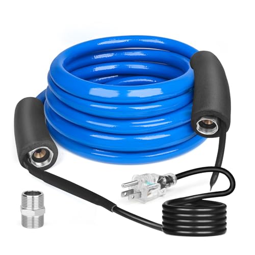 Wufoty 25FT Heated Water Hose for RV,Heated Drinking Water Hose with Thermostat,Lead and BPA Free,1/2"Inner Diameter,Temperatures Down to -40°F Self-Regulating,Blue Appearance(25FT)