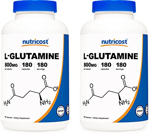 Nutricost L-Glutamine 800mg, 180 Capsules (2 Bottles)