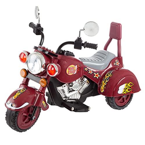 Kids Motorcycle Ride On Toy – 3-Wheel Chopper with Reverse and Headlights - Battery Powered Motorbike for Kids 3 and Up by Lil’ Rider (Maroon) 34"Lx22"Wx25.5H