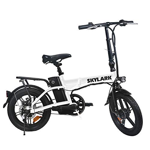 16" Folding Electric Bicycle Lightweight and 350W Brushless Motor Aluminum Folding EBike, Electric Bicycles for Adults(White)