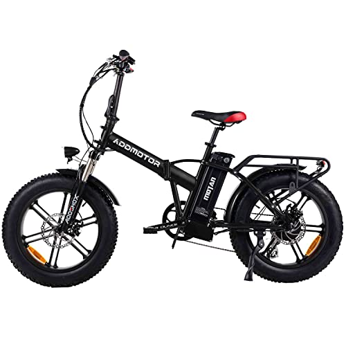 Addmotor Folding Electric Bike M-150 R7, 20" Fat Tire for Adult Teens, 7 Speeds Gear Ebike, 750W 48V 16Ah Removable Battery with LCD Display, Integrated Wheel Commuter City Electric Bicycle (Dark)