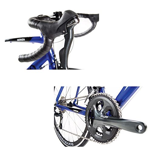 Tommaso Monza Endurance Aluminum Road Bike, Carbon Fork, Shimano Tiagra, 20 Speeds, Aero Wheels - Blue - Extra Large