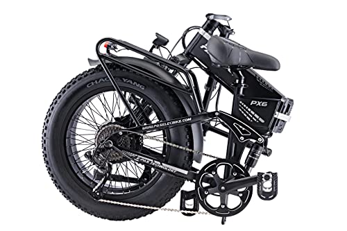 Paselec Electric Bike for Adult Fat Tire Ebike Folding Electric Bicycle Snow Ebike 20 * 4" Foldable Ebike 9 Speed Gears with 750W Motor 48V 12Ah Battery (Black)
