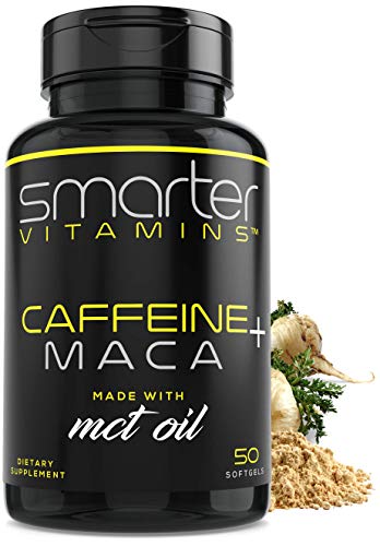 SmarterVitamins Energy Pills & Maca Root with 200mg Caffeine Pills Added Coconut MCT Oil for Stamina & Mood Boost, 50 Liquid Softgels