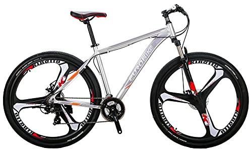 EUROBIKE Bikes XLTL-X9 Aluminum Frame 29 Inches Dual Disc Brake Mountain Bicyle 3-Spoke Wheels (Silver)
