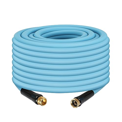 NBXPOW 50FT RV Drinking Water Hose 5/8'' Heavy Duty Garden Hose with 3/4" NH Fitting Connections Anti Kink Waterhose Blue