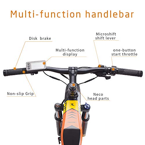 MZZK 7-Speed Wide Fat Tire Electric Moped Electric Mountain Bicycles with Removable Lithium Battery (Orange, 26" Mountain Bike)