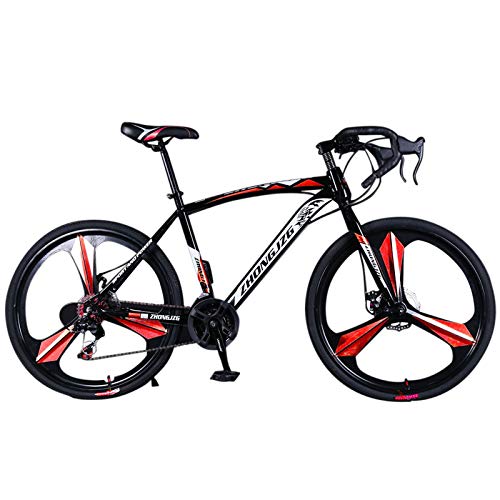 21 Speed Road Bike Full Suspension Road Bike Dual Disc Brakes 700C 3 Spoke Wheels for Men/Women (A)