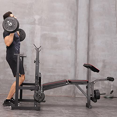 PSKOO Adjustable Bench For Weight Lifting,Squat Machine Strength Training Smith Machines Leg Extension Machine Home Gym Cage