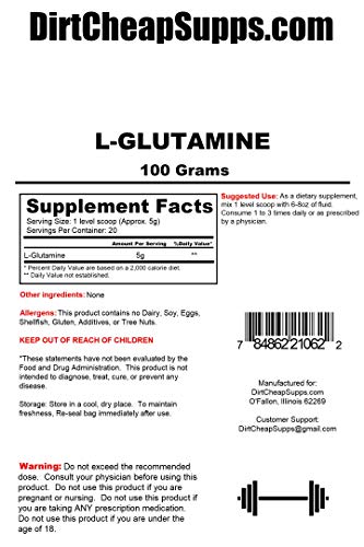 DirtCheapSupps L-Glutamine Powder 100g (20 Servings) Unflavored