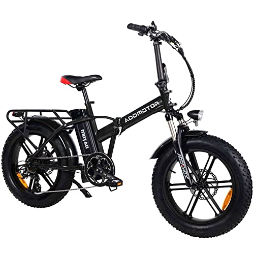 Addmotor Folding Electric Bike M-150 R7, 20" Fat Tire for Adult Teens, 7 Speeds Gear Ebike, 750W 48V 16Ah Removable Battery with LCD Display, Integrated Wheel Commuter City Electric Bicycle (Dark)