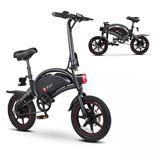 Electric Bike for Adults,DYU D3F 14" Folding Electric Bicycle,Commuter City E-Bike with 250W Motor and 36V 10AH Lithium-Ion Battery,40-45miles Travel Range