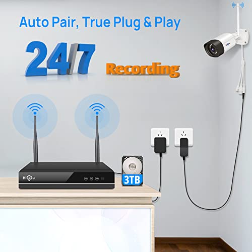 【Dual Wi-Fi,2-Way Audio】 5MP WiFi Security Camera System,3TB HDD, 10 Channels CCTV System, IP66 Waterproof Outdoor Cameras, Spotlight, Colorful Night, Motion Alert, 24/7 Time Record, Work with Alexa