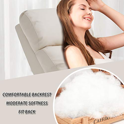 Recliner Chair for Living Room Massage Recliner Sofa Reading Chair Winback Single Sofa Home Theater Seating Modern Reclining Chair Easy Lounge with PU Leather Padded Seat Backrest (Leather Beige)