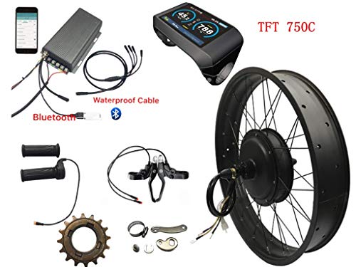 5000w Electric Fat Bike Conversion kit sabvoton Controller 100KM/H max Speed, with TFT Color Display System,Single Speed Freewheel (26 * 4.0 Rear)