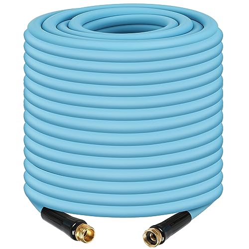 NBXPOW 100FT RV Drinking Water Hose 5/8'' Heavy Duty Garden Hose with 3/4" NH Fitting Connections Anti Kink Waterhose Blue