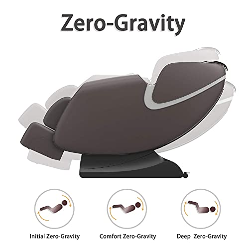 BOSSCARE Massage Chair Recliner with Zero Gravity, Full Body Airbag Easy to Assemble with Bluetooth Speaker, Foot Roller Brown