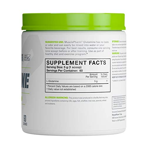 MusclePharm Essentials Glutamine Powder, Pure L-Glutamine, Unflavored, 60 Servings