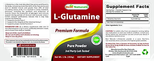 Best Naturals L-Glutamine Pure Powder 1 LB (1 LB (Pack of 3))