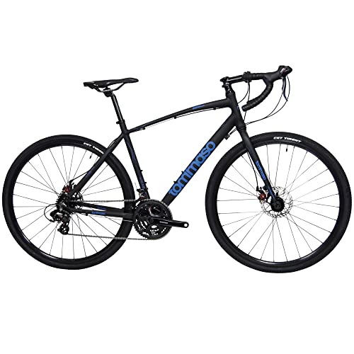 Tommaso Siena - Shimano Tourney Gravel Adventure Bike with Disc Brakes, Extra Wide Tires, Perfect for Road Or Dirt Touring, Matte Black - Small