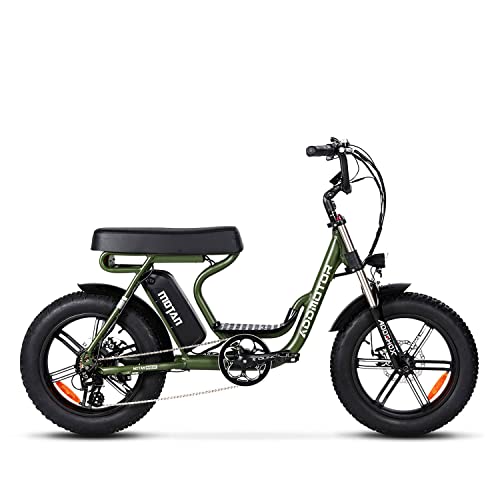 Addmotor MOTAN Electric Bike Step Through 20 inch Fat Tire 750W Motor E Bike Removable 17.5Ah Lithium Battery Throttle Pedal Assist M-66 R7 Power Bikes for Adults+Fenders+Headlight (Forest Green)