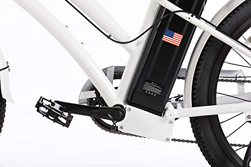 SOHOO 48V500W13Ah 26" Adult Step-Thru Beach Cruiser Electric Bicycle City E-Bike Mountain Bike (White)