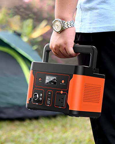 Portable Power Station 600W(Peak 1200W), Tiexei Solar Generator Backup 550Wh LiFePO4 Battery Pack with 110V AC Outlet, Pure Sine Wave Powerhouse with LED Light for RV Camping Fishing Home Emergency