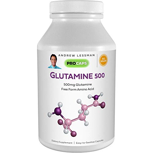 Andrew Lessman Glutamine 500 mg - 120 Capsules - Free Form Amino Acid. Supports Skeletal Muscle and Gastrointestinal Health. Maintains Healthy Kidneys, Liver, Heart & Brain. Easy-to-Swallow Capsules.