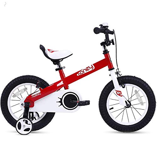 RoyalBaby Boys Girls Kids Bike 12 Inch Honey Bicycles with Training Wheels Child Bicycle Red