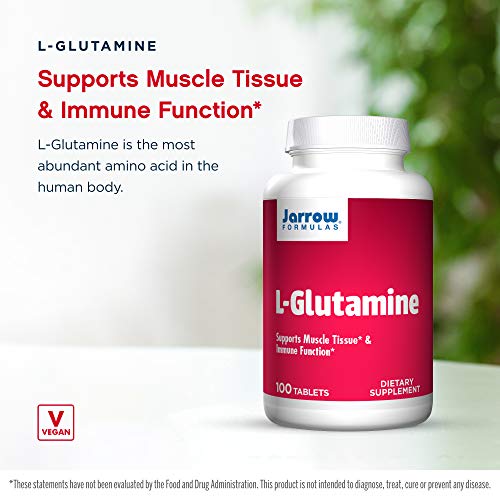 Jarrow Formulas L-Glutamine 1000 mg - 100 Easy-Solv Tablets - Supports Muscle Tissue & Immune Function - 100% L-Glutamine - 100 Servings