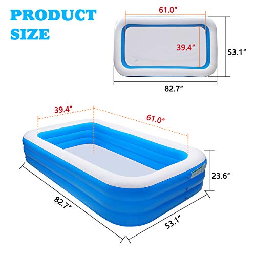 Inflatable Swimming Pools, Kiddie Inflatable Pools, Inflatable Pool for Kids and Adults Thickened Swimming Pool , 82.7" X 53.1" X 23.6"