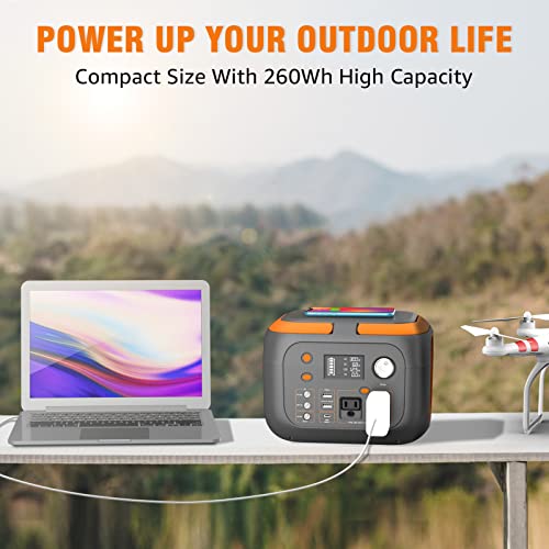 300W Portable Power Station 260Wh Outdoor Solar Generators Mobile Lithium Battery Pack 110V Outlet Solar Power Bank Camping Power Supply for Laptop with 40W Solar Panel