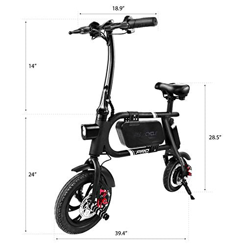 Swagtron Swagcycle Pro Pedal-Free App-Enabled Folding Electric Bike with USB Port to Charge on The Go, Black