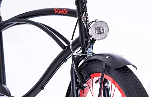 VIVELO Rider Beach Cruiser for Men Complete Bike | Lightweight Aluminium Frame, Coaster Brake, Lights Set, 26-Inch, Shimano Nexus | Kenda Tires 26" | Adult Bicycle Perfect for City (7-Speed, Marine)