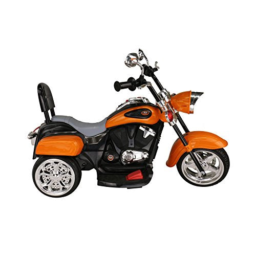 Party House Kids Ride on Motorcycle Chopper Style Trike Motorcycle, 3 Wheels, LED Headlight, Built-in Music ,Horn for Kids- Orange 36 x 23 x 20 In