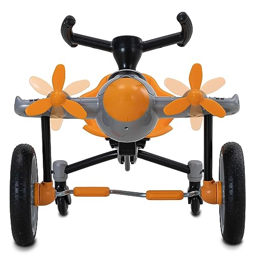 Rollplay Flex Pedal Drifter Go Kart for Kids Featuring Rear Swivel Wheels, Space-Saving Folding Function for Easy Storage, and Airplane Design with Twin Propellers