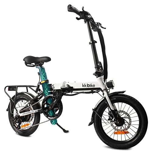 Electric Bike for Adults Teens 16 Inch Electric Bicycle for Women Lightweight Folding Commuting City E-Bike 36V 8Ah Removable Battery (16 inch, White)