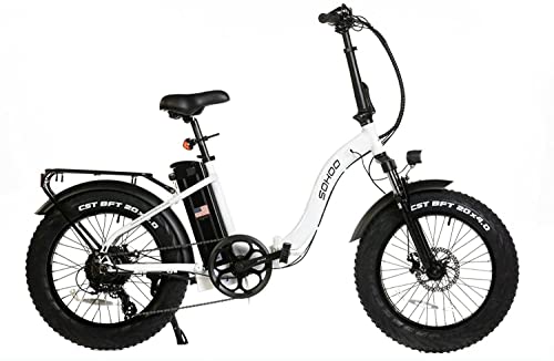 SOHOO 48V 750W13AH 20" x4.0 Folding Fat Tire E-Bike Mountain Electric Bicycle Beach Cruiser Snow Bike (White)