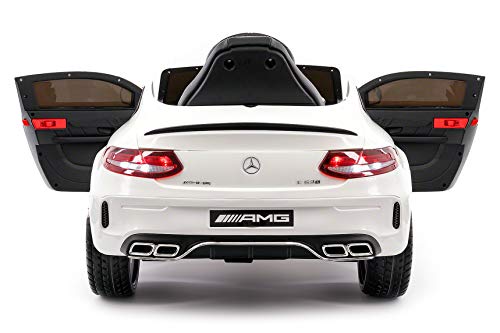 Moderno Kids Mercedes C63S 12V Power Children Ride-On Car with R/C Parental Remote + EVA Foam Rubber Wheels + Leather Seat + MP3 USB Music Player + LED Lights (White)