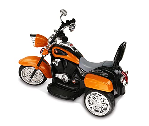 Party House Kids Ride on Motorcycle Chopper Style Trike Motorcycle, 3 Wheels, LED Headlight, Built-in Music ,Horn for Kids- Orange 36 x 23 x 20 In
