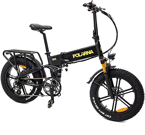 POLARNA Electric Bike for Adults 20" ebike Full Suspension 750W Peak 1000W Motor Fat Tire Electric Bike with Pneumatic Fork 48V 15Ah Removable Battery 32MPH