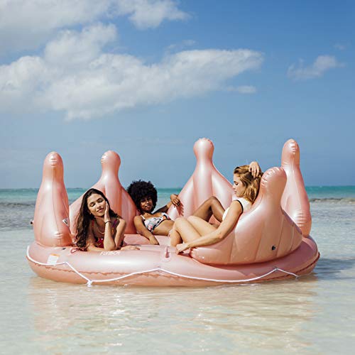 FUNBOY Giant Inflatable Luxury Royal Crown Island Pool Float in Rose Gold, Perfect for a Summer Pool Party