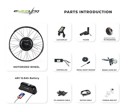 EBIKELING Waterproof Ebike Conversion Kit with Battery 24" Direct Drive Front or Rear Wheel Electric Bike Conversion Kit Ebike Battery & Charger Included