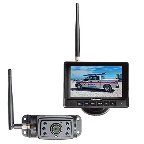 Haloview MC5111 5'' 720P HD Digital Wireless Backup Camera System 5'' LCD Rear View Monitor and IP69K Waterproof Reversing Built in DVR Kit for Trucks/Trailer/Bus/RVs/Pickups/Camper/Vans