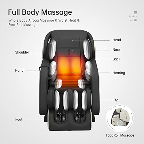 Real Relax Massage Chair, Full Body SL Track Massage Chair, Zero Gravity Shiatsu Massage Recliner with Body Scan Heat Foot Roller, Zenart-01