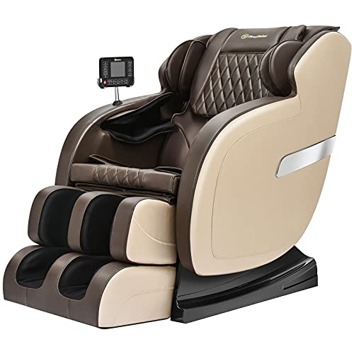 Real Relax 2022 Updated Massage Chair, Full Body Zero Gravity Shiatsu Robots Hands SL Track Massage Recliner with Bodyscan Heat, Favor-05 Khaki and Brown