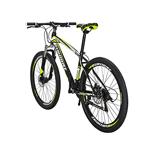 Eurobike XLX- X1 27.5 Inch Mountain Bike for Mens/Womens 21 Speeds Dual Disc Brake MTB Bicycle (Yellow Spoke Wheel)