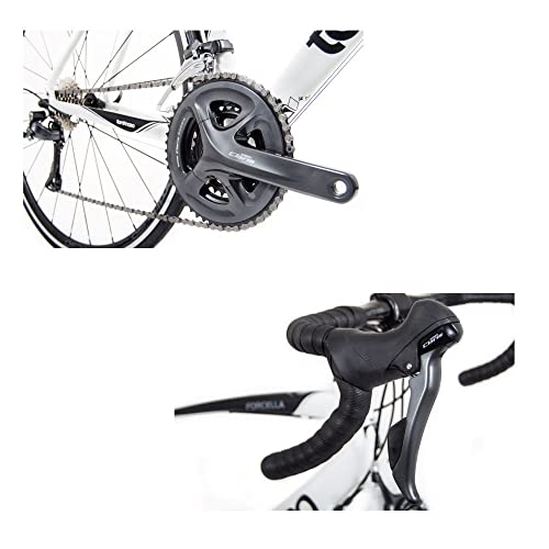 Tommaso Forcella Endurance Aluminum Road Bike, Carbon Fork, Shimano Claris R2000, 24 Speeds, Aero Wheels - Matte White - Medium